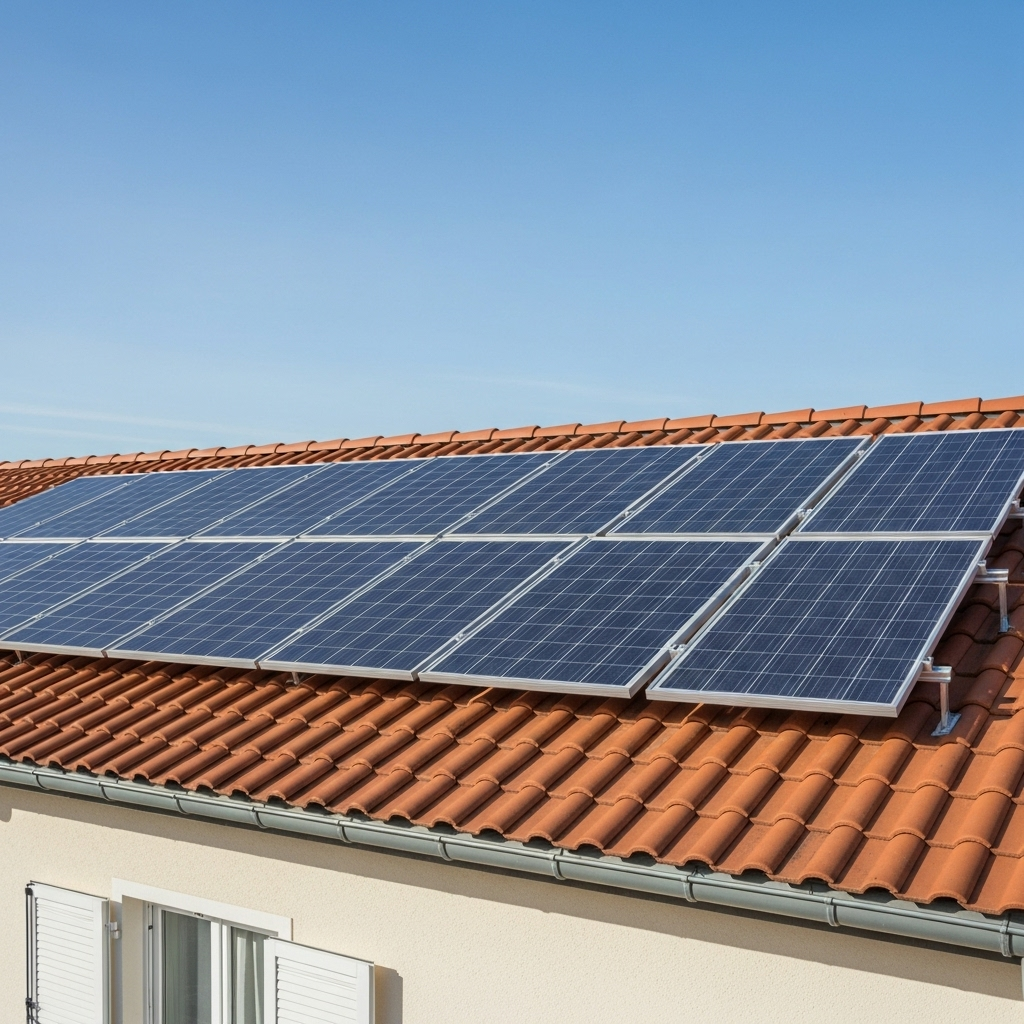 Maison équipée de panneaux solaires monocristallins